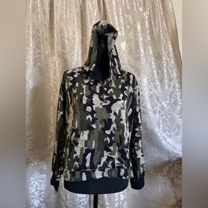 Collection B Green and Black Camouflage Sweater